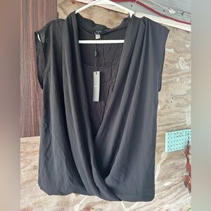 Tahari Black Drape Blouse